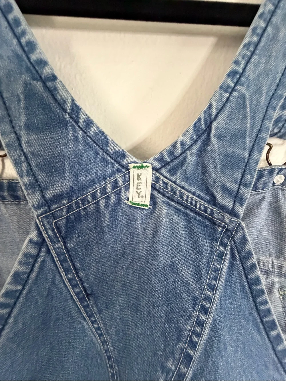 KEY IMPERIAL Bibs Overalls Men's 44x30 Denim Work Farmer Vintage Med Blue Jean